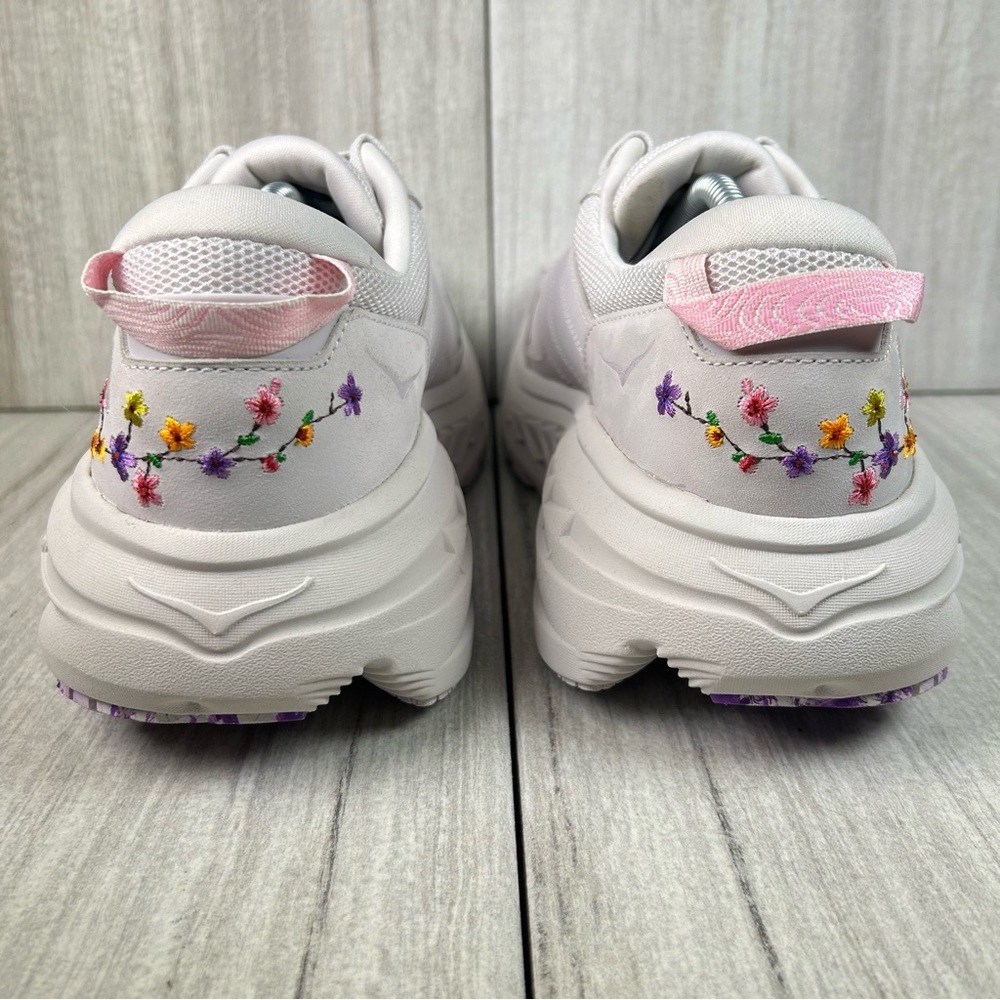 NEW Hoka One One Bondi L BP Floral Nubuck Leather Athletic Sneaker Mens Size 13 - Picture 7 of 10